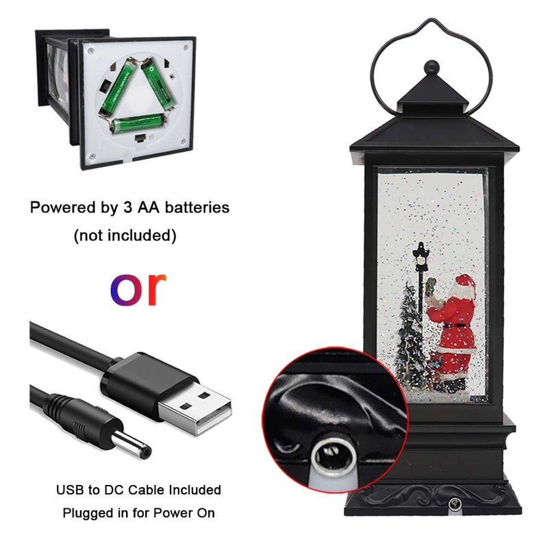 Wondise Christmas Lighted Musical Snow Globe Decorations with Timer  USB Powered and Battery Operated Spinning Water and Swirling Glitter Christmas Gifts(Santa) - Image 3